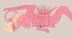 animated anthro claws deity demon diorionarh duo feathered_wings feathers feet flat_colors fluffy fluffy_tail foot_fetish foot_play footjob fur genitals hair hi_res horn human intersex intersex/male long_hair male maleherm mammal mane nonbinary_(lore) orgasm paws penis penis_on_paws pink_body ring_(jewelry) sex soles species_arh stage tail toes toes_on_penis unknown_species wings yellow_body