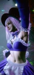 3d armpits arms_up armwear artist_request athletic athletic_female bangs bare_midriff breasts busty capcom cleavage crop_top female female_focus female_only hat hourglass_figure ingrid_(capcom) legwear long_hair midnight_bliss miniskirt navel pale-skinned_female pale_skin pinup pinup_pose red_hair silver_hair skirt small_breasts standing straight_hair street_fighter street_fighter_6 tagme top_hat wide_hips