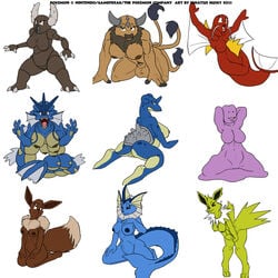 2011 9girls all_fours anthro areolae ass balls bent_over black_eyes blue_fur breasts brown_eyes brown_fur bull canine chest_tuft ditto eevee eeveelution eyelashes fangs female fish fully_sheathed fur furry futanari goo gyarados half-closed_eyes horns ignatius_husky insect intersex jolteon kneeling lapras large_breasts looking_at_viewer looking_away looking_up magikarp multi_breast multi_tail muscular muscular_futanari navel nintendo nipples no_nipples nude open_mouth paws pinsir pokémon_(species) pokemon pokemon_(species) pubic_hair red_eyes sheath slime soles spikes standing tail tauros testicles text thick_thighs vaporeon wariza white_background yellow_fur