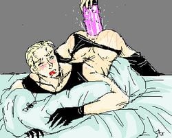 1boy anal anal_play animated axis_powers_hetalia badendxxx bed blush dildo drooling germany_(hetalia) gloves hickeys ludwig_weillschmidt male_only male_penetrating moaning necklaces pants_down tanktop underwear underwear_on_side whip_marks yaoi