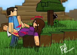 creeper cum cum_in_pussy cum_inside enderman minecraft psyk323 steve_(minecraft)