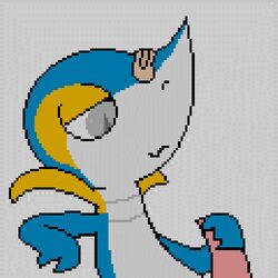 1boy animated bandaid blue_skin cum cum_on_face cum_on_self cum_on_upper_body cumshot grey_eyes looking_at_penis male male_only masturbation original_character pixel_art pokemon pokemon_(species) pokemon_bw shiny_pokemon simple_background snivy solo white_background