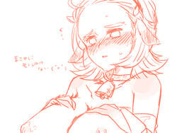 antonio_lopez bell bell_collar blush breasts collar female female_only hair monochrome nipples open_eyes rock_bison rule_63 simple_background sketch solo text tiger_and_bunny translation_request white_background