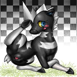 blitzle blue_eyes equine female furry hooves pokémon_(species) pokemon pussy solo spread_legs zebra