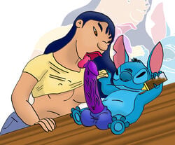 bungakawa2000 dark-skinned_female dark_skin disney experiment_(species) female human interspecies lilo_and_stitch male nani_pelekai penis stitch straight tagme testicles what