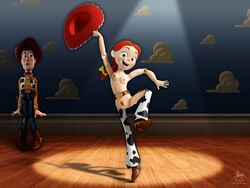 disney green_eyes jackalope_(artist) jessie_(toy_story) nipples no_panties pixar red_hair topless toy_story woody_pride