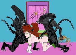 1girls 2boys alien alien/human alien_(franchise) animated artist_request bishoujo_senshi_sailor_moon blowjob crossover doggy_style facehugger fellatio female human interspecies makoto_kino male male_xenomorph medium_breasts oral_sex panties sailor_jupiter sex straight threesome xenomorph