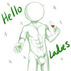 1boy candy convenient_censoring doc_scratch homestuck ms_paint_adventures muscular_male naked no_face pubic_hair solo text transparent_background white_skin wine_glass