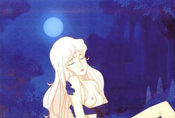 amalthea_(tlu) breasts closed_eyes edit lady_amalthea literature moon night nipples tagme the_last_unicorn