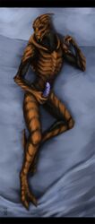 3033 alien bed male mass_effect masturbation nude on_bed penile penile_masturbation penis purple_penis solo turian video_games