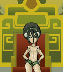 avatar_the_last_airbender female female_only flat_chest human panties solo straight_hair tagme toph_bei_fong travis_green young