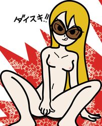 1girls :p blonde_hair daisuki_rap_(rhythm_tengoku) glasses looking_at_viewer mc_adore naughty_face navel nintendo nipples nude rhythm_heaven rhythm_tengoku sora_(rhythm_tengoku)