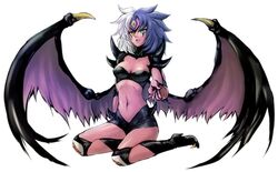 3_eyes blue_eyes blue_hair demon_girl demon_wings heterochromia inviting multi_eye two_tone_hair white_hair yellow_eyes yu-gi-oh! yu-gi-oh!_gx yubel