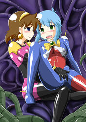 2010 2girls allenby_beardsley bodysuit female g_gundam gundam multiple_girls rain_mikamura tagme tamakko yuri