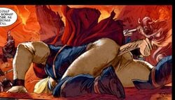 1boy anal_object_insertion anal_penetration anal_sex animated blonde_hair cape dildo dildo_in_ass edit gay knee_boots male male_only marvel multiple_boys multiple_males poor_quality thor_(marvel) thor_(series) thrusting_into_ass torn_pants wristband yaoi