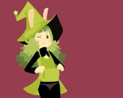 bunny_ears cucumber_quest female green_hair magician_hat panties peridot_(cucumber_quest) solo webcomic