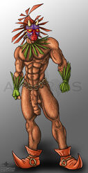 aneros_(artist) balls large_penis majora's_mask majora's_mask_(object) male male_only penis skull_kid solo the_legend_of_zelda uncut