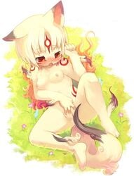 1girls 2d amaterasu anthro anthro_female anthro_only breasts completely_nude completely_nude_female cute deity female female_only furry furry_female furry_only goddess grass humanoid humanoid_female humanoid_only japanese_mythology kishibe_(artist) lying lying_on_back lying_on_grass lying_on_ground monster_girl mythological_creature mythology nipples non-human_areolae nude nude_female okami on_back on_grass on_ground public_domain pussy solo straight_hair tail wolf wolf_girl