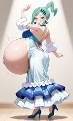 1girls ai_generated alternate_breast_size breasts dancer dancer_girl dancer_outfit female female_only green_eyes green_hair lisia_(pokemon) pokemon pokemon_oras pregnant pregnant_belly pregnant_female solo