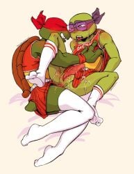 anal anal_penetration animal_genitalia animal_penis anthro anus blush bodily_fluids bottomwear brother_(lore) brother_penetrating_brother brothers_(lore) cheerleader cheerleader_outfit clenched_teeth clothed clothed_sex clothing crossdressing digital_media_(artwork) donatello_(tmnt) duo erection eyewear footwear from_front_position genital_fluids genitals glasses half-closed_eyes hi_res incest_(lore) leaking_precum legwear male male/male male_penetrated male_penetrating male_penetrating_male mask narrowed_eyes open_mouth penetration penile penile_penetration penis penis_in_ass precum precum_string raised_bottomwear raised_clothing raised_skirt raphael_(tmnt) relatedturtles reptile scalie sex shell shirt sibling_(lore) simple_background skirt slit_penis smile socks spread_legs spreading stockings tank_top teenage_mutant_ninja_turtles teeth tongue tongue_out topwear turtle vein veiny_penis wearing_glasses