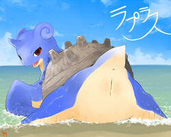 1girls 2d anus artist_request beach casual day daytime female female_only feral lapras looking_back no_penetration no_sex outdoors pok&eacute;mon_(species) pokemon pokemon_focus pokemon_only pokemon_rgby presenting pussy smooth_skin solo solo_female water