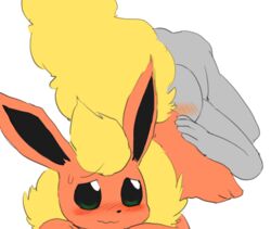 ambiguous_gender ass choreuny feral flareon fur furry human interspecies male_only nintendo oral pokemon pokemon_rgby ral size_difference