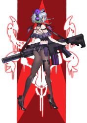 1girls ass ass_focus back bare_shoulders big_ass big_breasts big_butt blush braid braided_hair breasts butt butt_focus camisole collar detached_collar female frilled_camisole frills from_side froot green_eyes green_hair grey_hair gun headband headphones heels high_heels horns huge_gun huge_weapon indie_virtual_youtuber large_ass large_butt looking_at_viewer looking_back medium_breasts minishorts off_shoulder pale-skinned_female pale_skin pantyhose round_ass short_hair shorts side_view sidelocks slender slender_body slender_waist slim_waist solo spiked_headband tall_female thigh_squish thigh_strap virtual_youtuber vtuber weapon wings