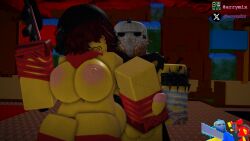 1boy 1girls 3d areolae arrymix ass balls breasts chainsaw_battler_(the_battle_bricks) handjob nipples nude outdoors paintmaster_(the_battle_bricks) penis reference_image roblox roblox_game robloxian rule_63 self_upload tagme the_battle_bricks thighs watermark