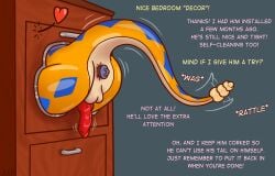 absurd_res anal anthro anus ass astral_kobold balls blue_markings bondage bound butt_focus buttplug diamond_(marking) digital_media_(artwork) english_text forniphilia genitals heart_symbol helpless hi_res imminent_anal imminent_sex immobilization kobold long_term long_term_bondage male markings nude objectification orange_body ownership penetration penis pit_viper plug_(sex_toy) rattle_(anatomy) rattlesnake reptile scales scalie scutes sex_toy simple_background snake solo sound_effects submissive tail tail_motion tailwag text through_wall viper
