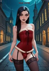 ai_generated black_hair bulge corset cute femboy flat_chest gothic horny_cultist_artist long_hair makeup patreon sexy stockings trap vampire