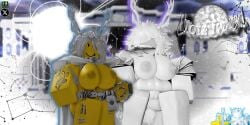 2girls 3d areolae arrymix ass breasts character_name english_text female_only iota_(the_battle_bricks) ivory_(the_battle_bricks) nipples nude pussy reference_image roblox roblox_game robloxian self_upload tagme the_battle_bricks thighs watermark