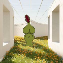 big_ass big_mouth edit edited_screencap eyeless flora_fauna greenhouse huge_breasts immobile liminal_spaces nightmare_waifu no_arms nut-master plant plant_girl the_backrooms thick_ass thin_waist trap venus_flytrap