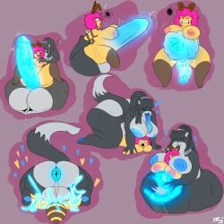 abdominal_bulge absurd_res anal antennae_(anatomy) anthro anus areola arthropod balls bee belly big_balls big_belly big_breasts big_butt big_penis blue_areola blue_pawpads bodily_fluids breasts butt clothing cum cum_inside digital_media_(artwork) domestic_cat dreadlocks duo erection extreme_penetration felid feline felis female from_behind_position from_front_position fur genital_fluids genitals glowing glowing_anus glowing_cum glowing_genitalia glowing_tongue gynomorph hair head_between_breasts heart_symbol hearts_around_head hi_res huge_balls huge_belly huge_breasts huge_penis hymenopteran hyper hyper_balls hyper_genitalia insect intersex mami_(maracacchi) mammal mating_press nipples nubbed_penis nude open_mouth oral pawpads penetration penile penile_penetration penis pregnant prone_bone_position puffy_anus rimming sex shortstack simple_background size_difference smaller_female speed_bump_position tail thick_thighs tongue tuff_(tuffthecat) tuffthecat unusual_bodily_fluids unusual_cum unusual_genital_fluids yellow_body
