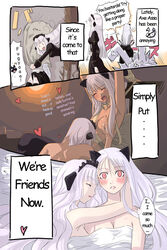 2girls after_sex afterglow animal_ears assassin assassin_(ragnarok_online) bed blush bondage breasts cat_ears comic cuddle english_text female gothic heart hug long_hair mr._romance multiple_girls navel_insertion oral orgasm priest priest_(ragnarok_online) priestess ragnarok_online red_eyes sex white_hair yuri