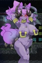 armpits big_breast devil_horns devil_tail devil_wings foreskin futa_only futanari horns kamoo moncurse naked naked_futa nipple_piercing partially_retracted_foreskin pink_hair possessed precum precum_drip purple_skin snake_tattoo succubus_horns succubus_tail tagme tattoo tattoo_on_chest