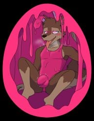 anthro aroused aroused_face athletic athletic_anthro athletic_male balls_outline black_background blush blush_lines bodily_fluids brainwashing breath brown_body brown_fur brown_nose brown_tail bulge bulge_rubbing canid canine canis cheek_tuft clothing detailed_bulge domestic_dog dripping easter easter_egg emanata erection erection_under_clothing facial_tuft fur genital_fluids genital_outline hi_res holidays hypnosis internal latex latex_clothing leaking_precum leotard liquid_latex lmania329 magic male mammal mind_control panting penis_outline precum precum_drip rabbit_ears simple_background sitting sitting_on_ground solo spandex spandex_clothing spiral spiral_eyes spread_legs spreading sweat sweatdrop tail teasing tight_clothing tongue tongue_out tuft