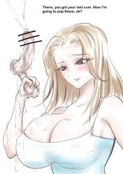 1girls atotama ballbusting ballbusting_orgasm bar_censor castration censor_bar censored censored_penis cock cum dick ejaculation english_text female femdom genitals grabbing_balls open_mouth orgasm original penis semen squeezing squeezing_balls testicles text woman