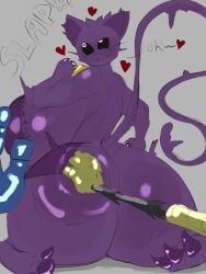 1girls adawndraws areola areolae aroused ass_slap asscheeks back_view big_areola big_areolae big_ass big_breasts big_hips big_thighs black_eyes breasts cat_claws cat_ears cat_tail catgirl catnap catnap_(poppy_playtime) critters_(poppy_playtime) curvy curvy_body curvy_female curvy_figure erect_nipples extended_arm feline female female_focus grey_background heart heart_symbol hearts_around_head high_resolution highres huge_ass huge_breasts huge_hips huge_thighs nipples no_humans on_knees patchwork_skin pleasured poppy_playtime poppy_playtime_(chapter_3) purple_areolae purple_body purple_fur rule_63 sitting_down smiling_critters text voluptuous voluptuous_female whiskers white_pupils wobbling_ass