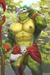 2026 2:3 2d_animation 5_fingers abs ambiguous_gender animated anthro areola armor balls big_muscles big_pecs biped blurred_background blush bone bone_mask bottomwear bottomwear_aside breathing claws clothed clothed_anthro clothed_male clothing clothing_aside digital_media_(artwork) disembodied_hand duo erection facial_markings finger_claws fingers foreskin forest forest_background genitals glans glistening glistening_abs glistening_eyes glistening_pecs gold_(metal) gold_jewelry gold_necklace green_areola green_balls green_body green_glans green_nipples green_penis green_scales green_tail handjob head_markings holding_object holding_staff huge_pecs humanoid_genitalia humanoid_penis jewelry lihzahrd loincloth loincloth_aside looking_away loop loose_feather male male/ambiguous male_anthro male_focus male_only markings mask motion_tweening muscular muscular_anthro muscular_male nature nature_background navel necklace nipples open_mouth pecs penile penis plant purple_eyes raccoon21 red_bottomwear red_clothing red_loincloth reptile scales scalie sex shimmered_witch_doctor shoulder_guards skull skull_mask solo solo_focus staff striped_body striped_markings striped_scales striped_tail stripes tail tail_markings tail_motion tailwag teeth terraria text tongue tongue_showing tree vein veiny_muscles veiny_penis white_claws witch_doctor_(terraria) yellow_markings yellow_sclera