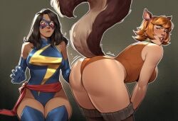 2girls aged_up agents_of_atlas ai_generated avengers big_ass big_breasts big_thighs breasts brown-skinned_female brown_body brown_skin champions_(marvel) chest curvaceous curvy curvy_figure dark-skinned_female dark_skin digital_media_(artwork) doreen_green female female_only furry_tail hips hourglass_figure huge_ass huge_breasts huge_thighs inhuman kamala_khan large_ass large_breasts large_thighs legs light-skinned_female light_skin marvel marvel_comics marvel_rivals mature mature_female ms._marvel ms._marvel_(kamala_khan) mutant mutant_(marvel) mutate_(marvel) new_avengers phophopho slim_waist squirrel_ears squirrel_girl squirrel_girl_(marvel) squirrel_girl_(marvel_rivals) squirrel_tail tail thick thick_hips thick_legs thick_thighs thighs voluptuous waist wide_hips wide_thighs young_avengers