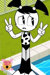 1female 2d ai_edit ai_generated android android_girl anthro bangs bare_arms black_boots black_footwear black_hair black_hair_female black_lips black_lipstick boots closed_mouth clothed clothed_female clothing color_edit cowprint cowprint_swimsuit double_v double_v_sign edit edited edited_ai english_text female female_only fishnet fishnet_legwear fishnet_stockings fishnets flat_chest flat_chested fully_clothed fully_clothed_female goth goth_girl grass high_resolution highres hunnyhive(artist) jenny_wakeman legs legs_together lipstick looking_away mouth_closed my_life_as_a_teenage_robot nickelodeon one-piece_swimsuit outdoors outdoors_female peace_sign pool poolside robot robot_girl sad sfw solo solo_female standing swimsuit swimwear thigh_gap twintails twintails_(hairstyle) v_sign wet xj-9