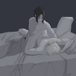 2boys 2d age_difference bed bed_sheet bedroom black_hair completely_nude completely_nude_male gay hatake_kakashi human human_male human_only im. imlikat kakashi_hatake looking_at_partner lying lying_on_back lying_on_bed male male_only male_pubic_hair multiple_boys multiple_males naruto naruto_(series) naruto_shippuden nude nude_male on_back on_bed pubic_hair sasuke_uchiha sheet straight_hair student_and_teacher teacher teacher_and_student white_hair yaoi yaoiismy