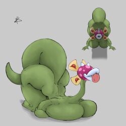 absurd_res anthro ass big_butt butt_focus carnivorous_plant elemental_creature female flora_fauna full-length_portrait glistening glistening_body glistening_skin green_body green_skin hi_res huge_butt hyper hyper_butt mario_bros monster_girl_(genre) mushroom_cap nintendo pink_cap plant portrait sketch solo thick_thighs tongue tongue_out wide_hips yaginoko