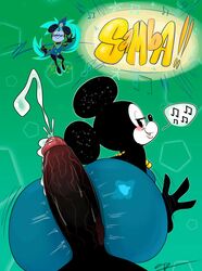 ass ass_grab big_ass black_penis bubble_ass bubble_butt buttjob clothed clothing cum disney faceless_male festival furry mickey_mouse_shorts minnie_mouse ota_(artist) penis seductive seductive_look seductive_smile twerking