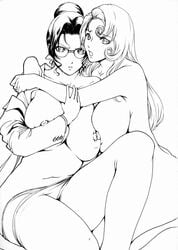 2girls actress actry big_breasts breasts curvy detective_conan duo eri_kisaki female glasses human jacket large_breasts lawyer long_hair looking_at_viewer married_woman mature milf monochrome mother nipples nude panties pantyhose tagme thick_thighs tied_hair voluptuous wide_hips yukiko_kudo