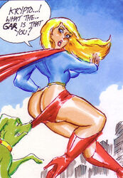 ambiguous_gender ass beast_boy coppertone dc dc_comics english_text female garfield_logan green_fur green_skin joe_gravel krypto pale_skin parody smooth_skin supergirl teen_titans