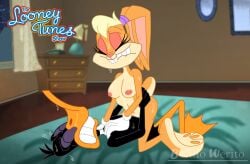 absurd_res anatid anseriform avian bed bird bite biting_lip biting_own_lip bolillo_werito breasts closed_eyes daffy_duck duck duo female furniture hi_res lagomorph leporid lola_bunny looney_tunes male male/female mammal nipples rabbit sex teeth the_looney_tunes_show warner_brothers