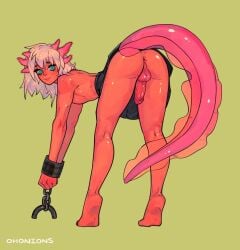 anal anthro anthro_only anus ass ass_cleavage ass_focus ass_up asshole axolotl axolotl_boy axolotl_humanoid axolotl_tail bent_forward bent_over blue_eyes bound bound_arms bound_wrists boy butt_crack butt_focus chained chained_cuffs chained_to_floor chained_wrists chains cock cute femboy femboy_focus femboy_only femboysub little_penis male male_focus male_only ohonions on_toes penis penis_out shy shy_boy shy_smile skirt skirt_lift skirt_only skirt_up slutboy thin_waist toned toned_body toned_male toned_stomach white_hair