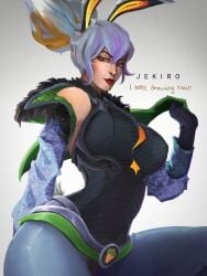 anima_squad_series battle_bunny_prime_riven bunny_ears fanart league_of_legends looking_at_viewer riven white_hair yellow_eyes