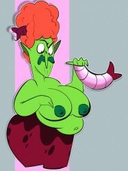 1girls breasts cartoon_network exposed_breasts green_body green_skin jodero mature_female older_female the_grim_adventures_of_billy_and_mandy uvula_(billy_and_mandy)